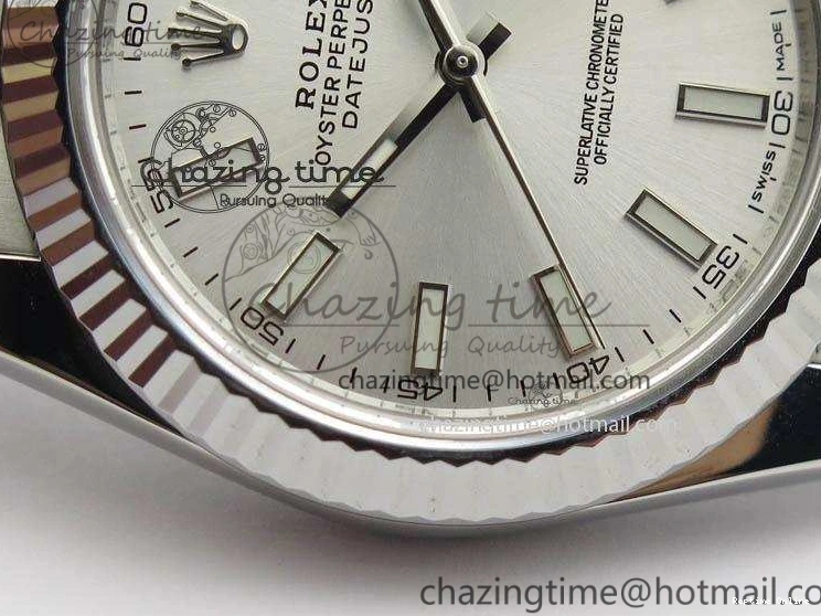 0406 EasyCare DateJust 41mm 126334 Noob 1:1 Best Edition Fluted Bezel Silver Dial On SS Oyster Bracelet A 3588